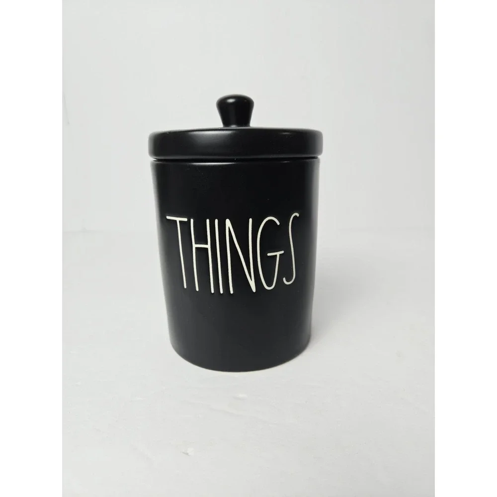 Rae Dunn Things Jar black Canister Kitchen Bathroom‎ Vanity NEW